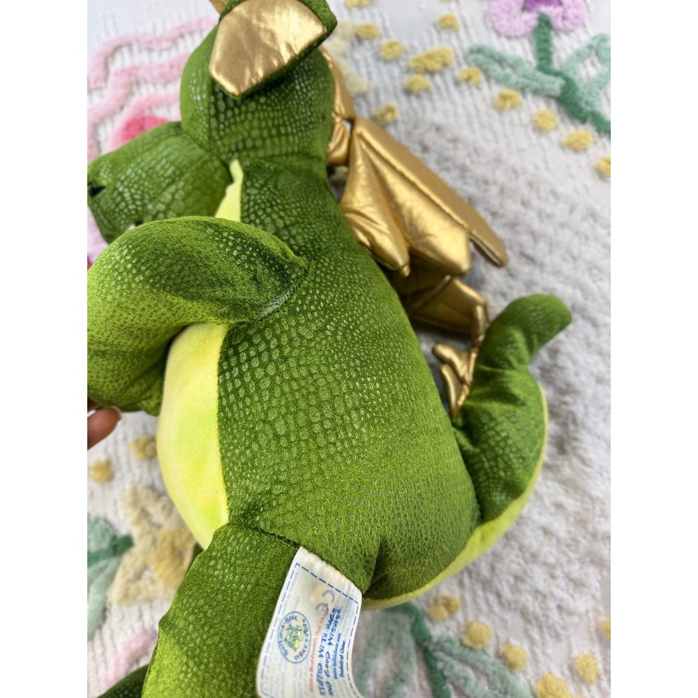 Build-A-Bear Workshop Green Dragon Plush Gold Wings Scaly Texture Fantasy 17" - Picture 3 of 10